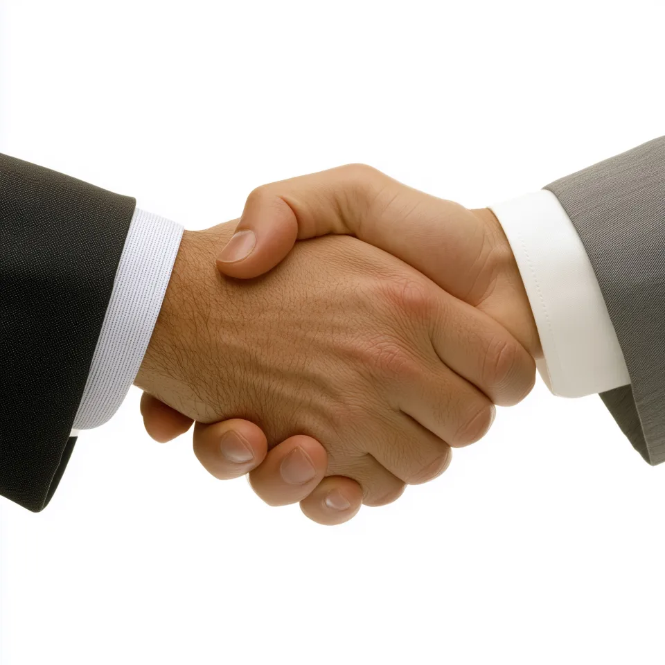 Empreendedores fechando parceria com aperto de mão